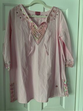 Castaway Nantucket Island Pink Embellished Women's Tunic Dress